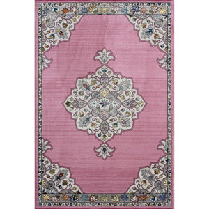 HomeRoots 8' Pink Traditional Medallion Area Rug - Elegant Floral Design for Living Rooms & Bedrooms Decor 8' x 10' 395726