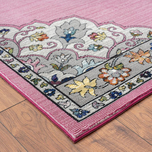 HomeRoots 8' Pink Traditional Medallion Area Rug - Elegant Floral Design for Living Rooms & Bedrooms Decor 8' x 10' 395726