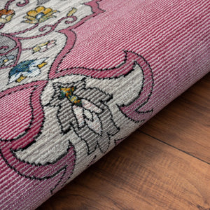 HomeRoots 8' Pink Traditional Medallion Area Rug - Elegant Floral Design for Living Rooms & Bedrooms Decor 8' x 10' 395726