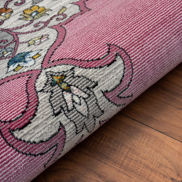 HomeRoots 8' Pink Traditional Medallion Area Rug - Elegant Floral Design for Living Rooms & Bedrooms Decor 8' x 10' 395726