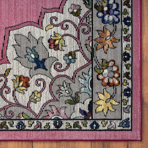 HomeRoots 8' Pink Traditional Medallion Area Rug - Elegant Floral Design for Living Rooms & Bedrooms Decor 8' x 10' 395726