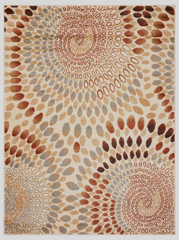 Homeroots 5' X 7' Cream And Brown Swirls Area Rug  Olefin 395729