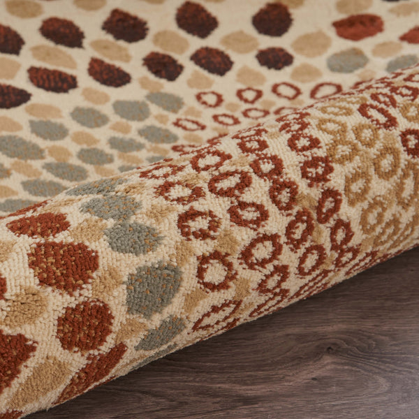 Homeroots 5' X 7' Cream And Brown Swirls Area Rug  Olefin 395729