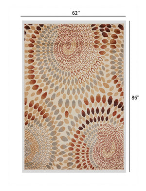 Homeroots 5' X 7' Cream And Brown Swirls Area Rug  Olefin 395729