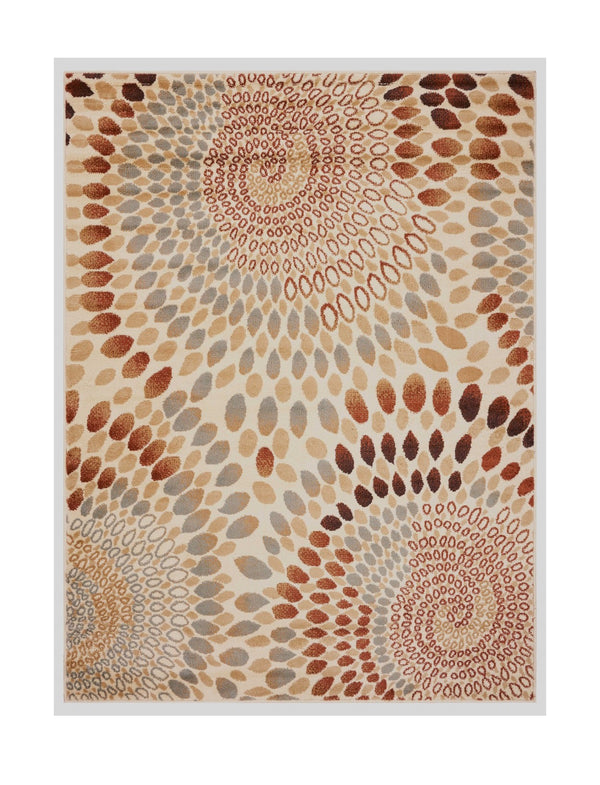 Homeroots 5' X 7' Cream And Brown Swirls Area Rug  Olefin 395729