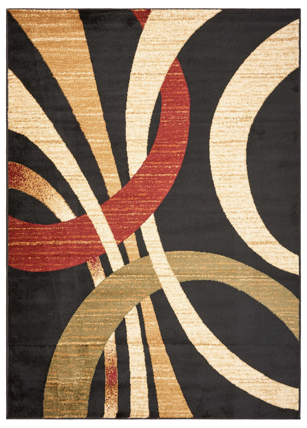 Homeroots 5' X 7' Black Abstract Geometric Area Rug  Olefin 395731