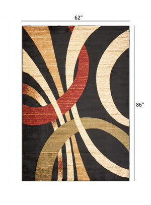 Homeroots 5' X 7' Black Abstract Geometric Area Rug  Olefin 395731