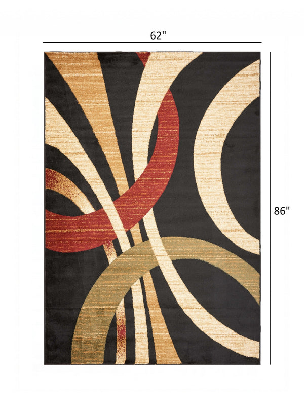 Homeroots 5' X 7' Black Abstract Geometric Area Rug  Olefin 395731