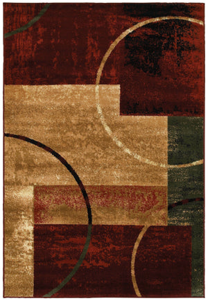 Homeroots 5' X 7' Red And Brown Geometric Area Rug  Olefin 395733