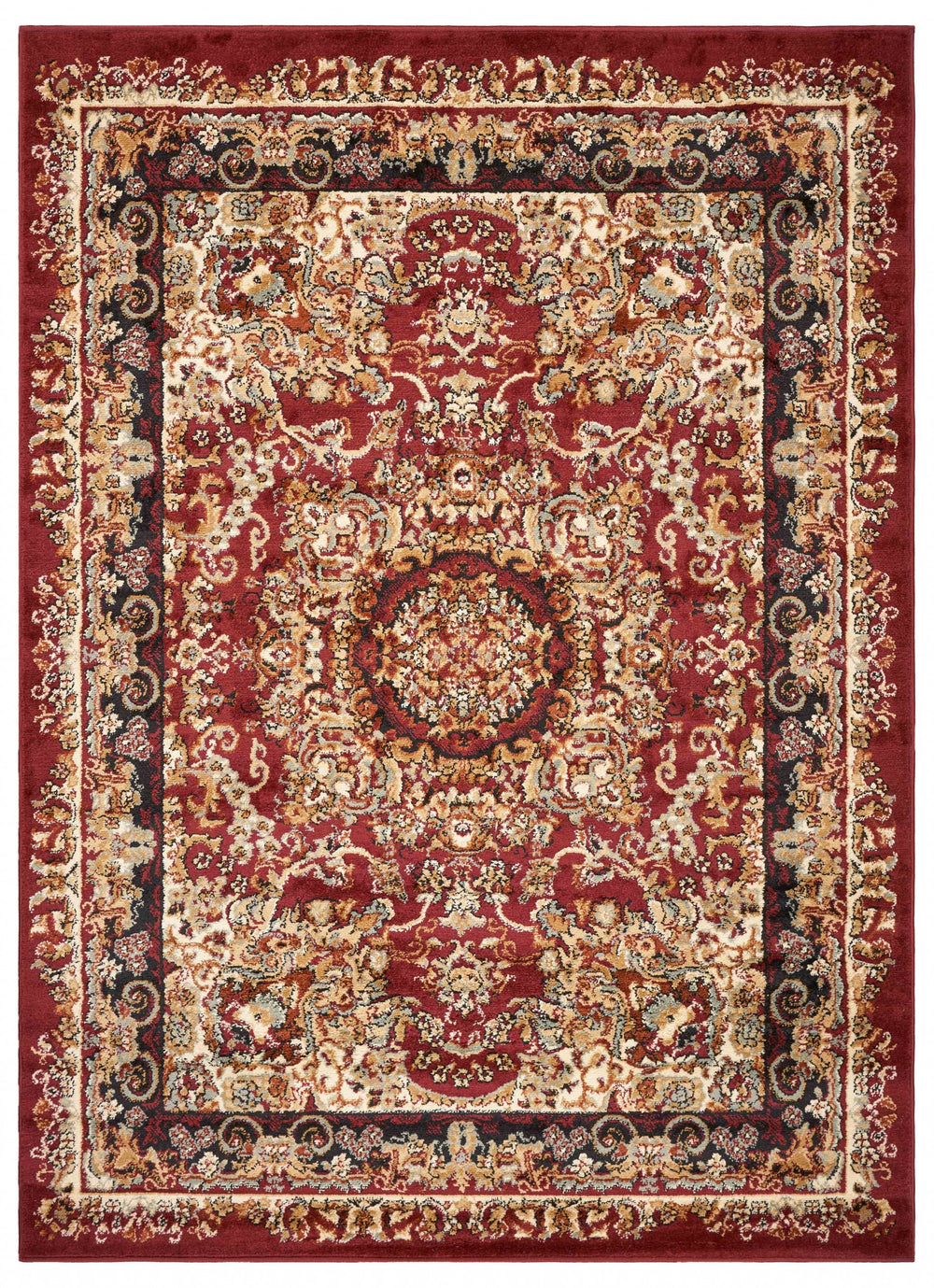 Homeroots 5' X 7' Red Royal Medallion Area Rug  Olefin 395735