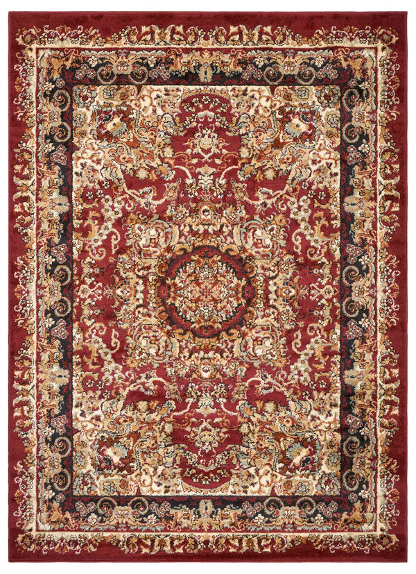 Homeroots 5' X 7' Red Royal Medallion Area Rug  Olefin 395735