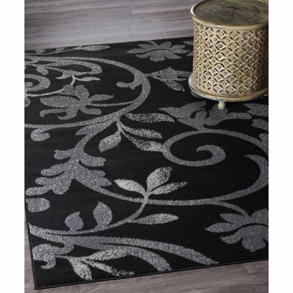 Homeroots 8' X 10' Black Filigree Vines Area Rug  Olefin 395750