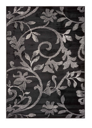 Homeroots 8' X 10' Black Filigree Vines Area Rug  Olefin 395750