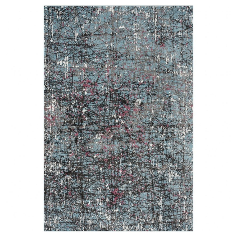HomeRoots 5' Modern Blue Chaotic Strokes Area Rug - Artistic Abstract Design for Contemporary Spaces 5' X 8' 395762