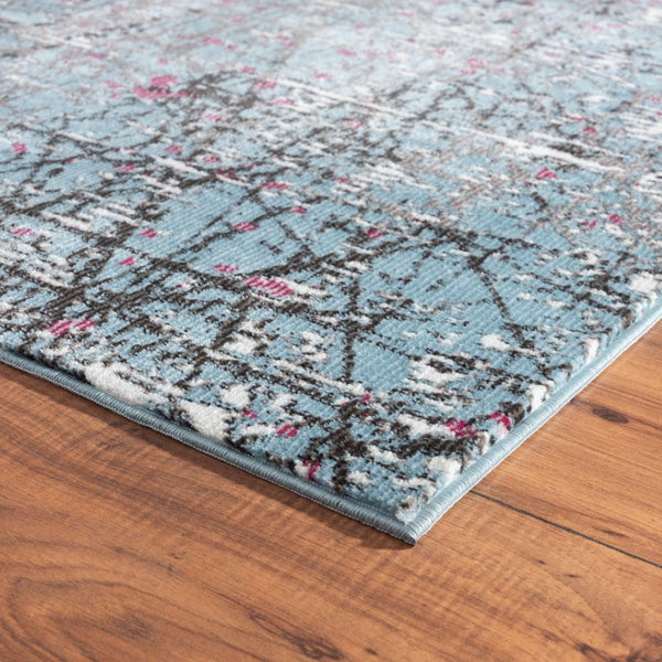 HomeRoots 5' Modern Blue Chaotic Strokes Area Rug - Artistic Abstract Design for Contemporary Spaces 5' X 8' 395762