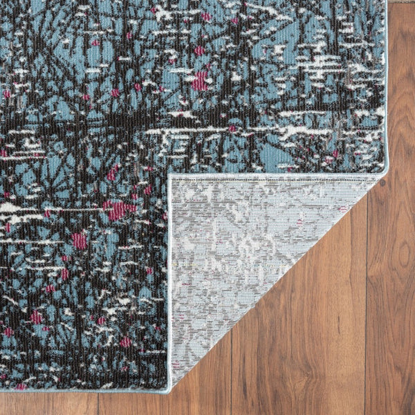 HomeRoots 5' Modern Blue Chaotic Strokes Area Rug - Artistic Abstract Design for Contemporary Spaces 5' X 8' 395762
