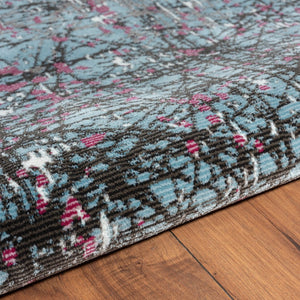 HomeRoots 5' Modern Blue Chaotic Strokes Area Rug - Artistic Abstract Design for Contemporary Spaces 5' X 8' 395762