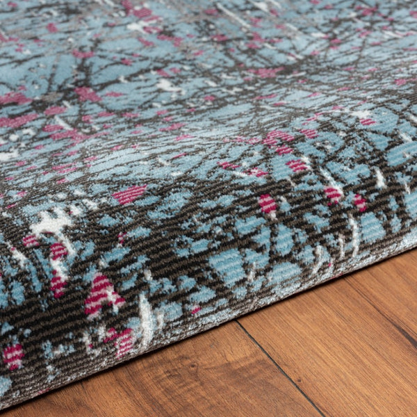 HomeRoots 5' Modern Blue Chaotic Strokes Area Rug - Artistic Abstract Design for Contemporary Spaces 5' X 8' 395762