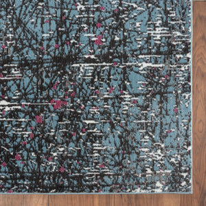 HomeRoots 5' Modern Blue Chaotic Strokes Area Rug - Artistic Abstract Design for Contemporary Spaces 5' X 8' 395762