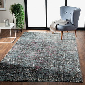 HomeRoots 5' Modern Blue Chaotic Strokes Area Rug - Artistic Abstract Design for Contemporary Spaces 5' X 8' 395762