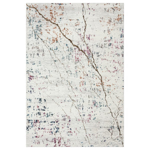 Homeroots 5' X 8' White Abstract Marble Area Rug  Polypropylene 395764