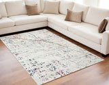 Homeroots 5' X 8' White Abstract Marble Area Rug  Polypropylene 395764