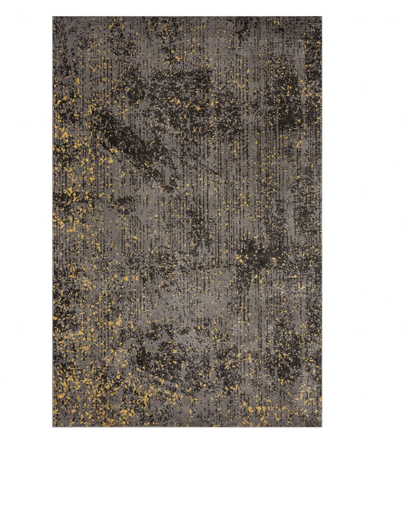 Homeroots 5' X 8' Gray And Yellow Abstract Sprinkle Area Rug  Polypropylene 395768