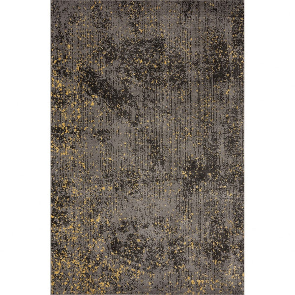 HomeRoots 8' Gray and Yellow Abstract Sprinkle Area Rug - Modern Design, Durable, Stain-Resistant & Soft Feel 8' X 10' 395769