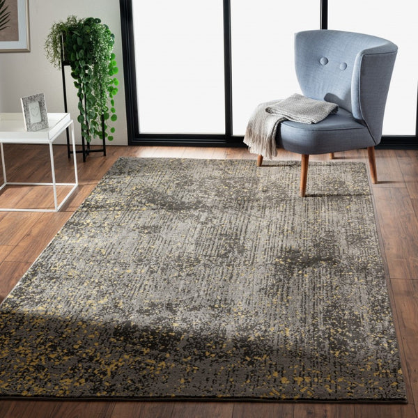 HomeRoots 8' Gray and Yellow Abstract Sprinkle Area Rug - Modern Design, Durable, Stain-Resistant & Soft Feel 8' X 10' 395769