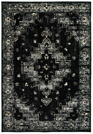 Homeroots 5' X 7' Black Medallion Oriental Area Rug  Olefin 395770