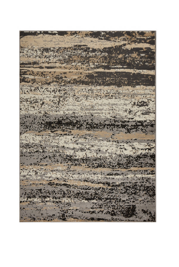 Homeroots 5' X 7' Beige And Black Abstract Desert Area Rug  Olefin 395776