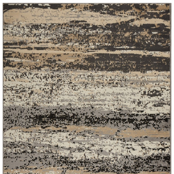 Homeroots 5' X 7' Beige And Black Abstract Desert Area Rug  Olefin 395776