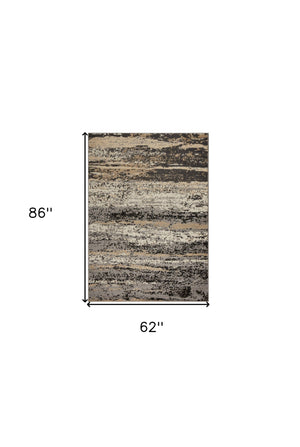 Homeroots 5' X 7' Beige And Black Abstract Desert Area Rug  Olefin 395776