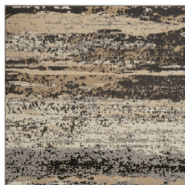 Homeroots 5' X 7' Beige And Black Abstract Desert Area Rug  Olefin 395776