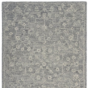 HomeRoots 5' Gray Floral Finesse Area Rug – Hand-Hooked Wool Design for Contemporary Living Spaces and Durability 5' X 7' Rectangle 395787