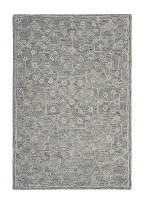 HomeRoots 5' Gray Floral Finesse Area Rug – Hand-Hooked Wool Design for Contemporary Living Spaces and Durability 5' X 7' Rectangle 395787