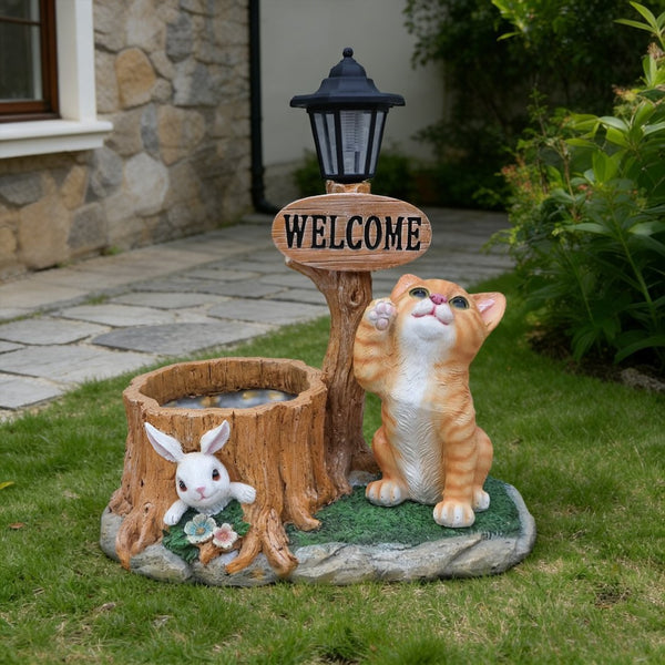English Elm Cute Feline Resin Planter Statue for Garden Patio Balcony Whimsical Succulent Pot W5398P464245