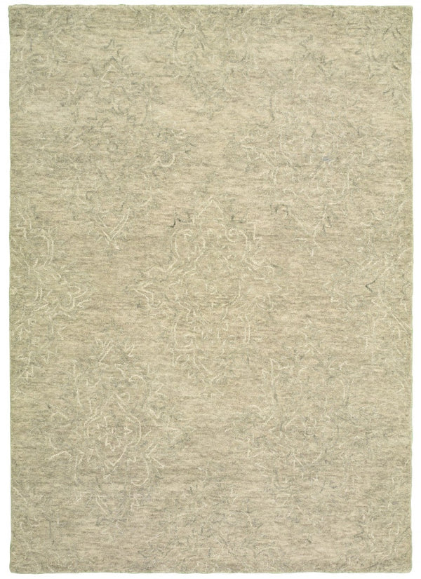 HomeRoots 9' Light Green Floral Paradise Area Rug - Hand-Tufted Premium Wool for Elegant Home Décor and Comfort 9' x 12' 395792