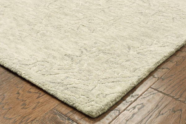 HomeRoots 9' Light Green Floral Paradise Area Rug - Hand-Tufted Premium Wool for Elegant Home Décor and Comfort 9' x 12' 395792
