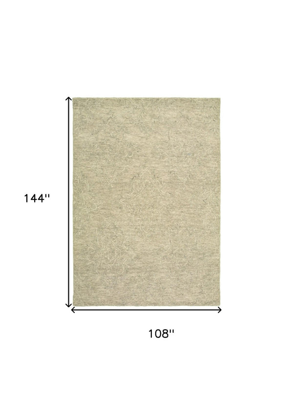 HomeRoots 9' Light Green Floral Paradise Area Rug - Hand-Tufted Premium Wool for Elegant Home Décor and Comfort 9' x 12' 395792