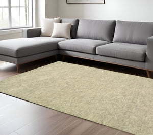 HomeRoots 9' Light Green Floral Paradise Area Rug - Hand-Tufted Premium Wool for Elegant Home Décor and Comfort 9' x 12' 395792