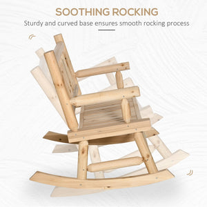 English Elm Outsunny 2-Person Heavy Duty Wood Rocking Loveseat With Curved Seats For Cozy Outdoor Retreats W2225P217103-GIGA