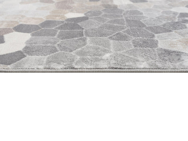 HomeRoots 2' Beige Cobblestone Pattern Runner Rug - Stylish, Durable, Low-Pile Design for High Traffic Areas 2' x 13' 395835