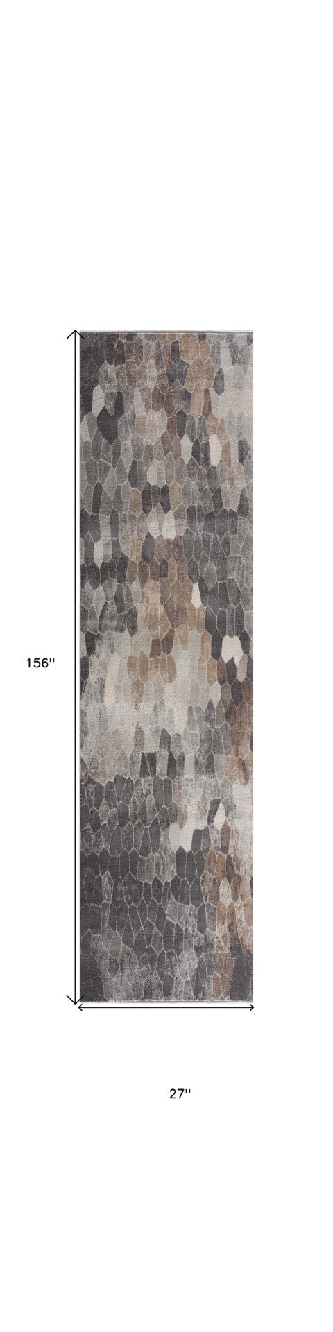 HomeRoots 2' Beige Cobblestone Pattern Runner Rug - Stylish, Durable, Low-Pile Design for High Traffic Areas 2' x 13' 395835