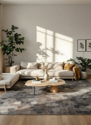 HomeRoots 2' Beige Cobblestone Pattern Runner Rug - Stylish, Durable, Low-Pile Design for High Traffic Areas 5' x 8' 395850