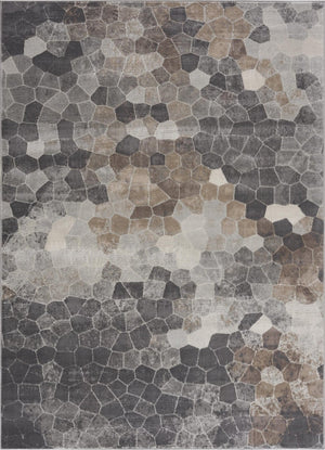 HomeRoots 2' Beige Cobblestone Pattern Runner Rug - Stylish, Durable, Low-Pile Design for High Traffic Areas 8' x 11' 395853