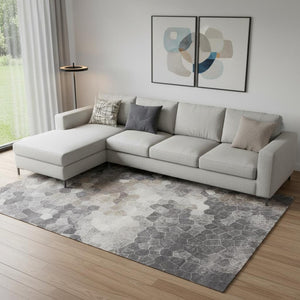 HomeRoots 2' Beige Cobblestone Pattern Runner Rug - Stylish, Durable, Low-Pile Design for High Traffic Areas 8' x 11' 395853