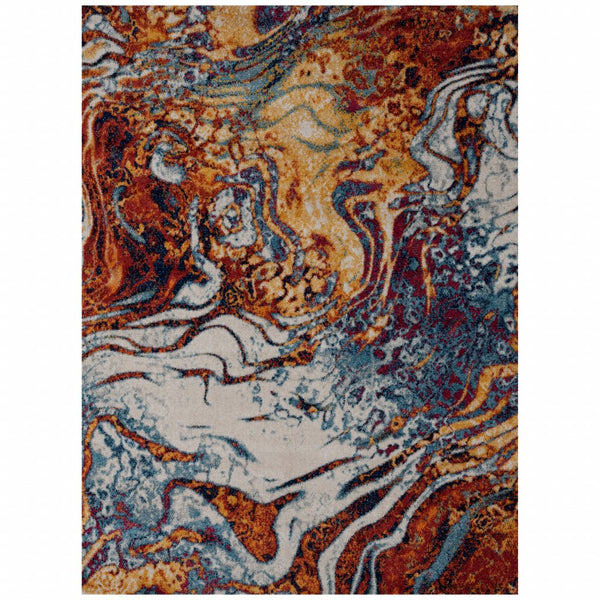 Homeroots 5' X 7' Brown And Blue Collision Area Rug  Polypropylene 395859