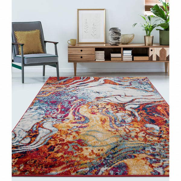 Homeroots 5' X 7' Brown And Blue Collision Area Rug  Polypropylene 395859