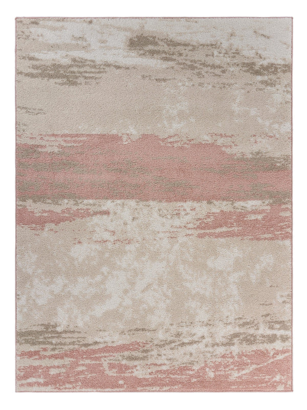 Homeroots 5' X 7' Ivory Beige And Blush Abstract Area Rug  Polypropylene 395885